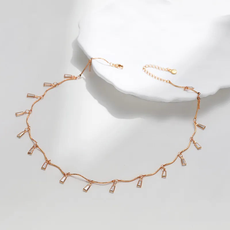 18k Gold plated zircon geometric lay necklace