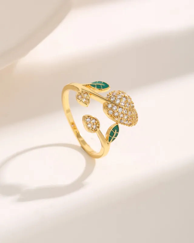 18k Gold plated leaves ring