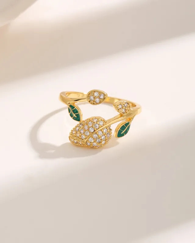 18k Gold plated leaves ring