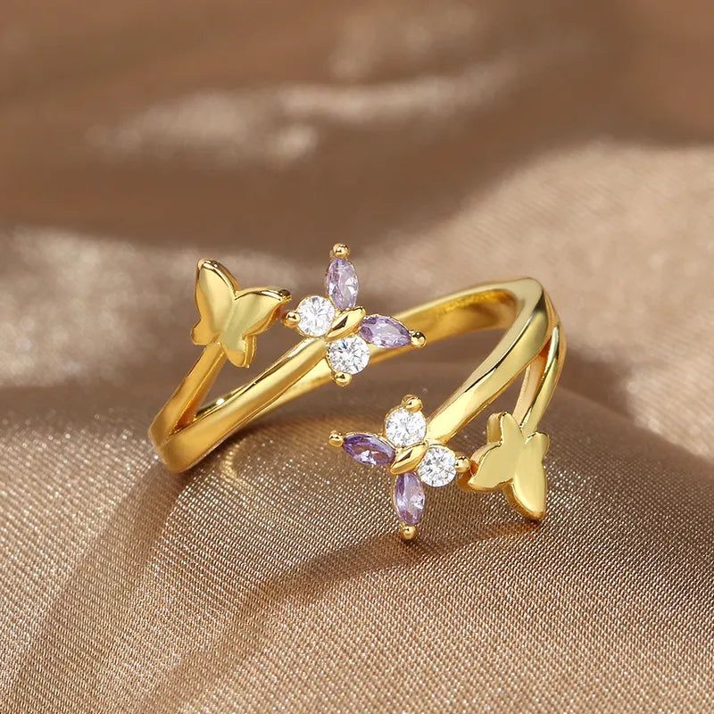 Gold plated butterfly rings