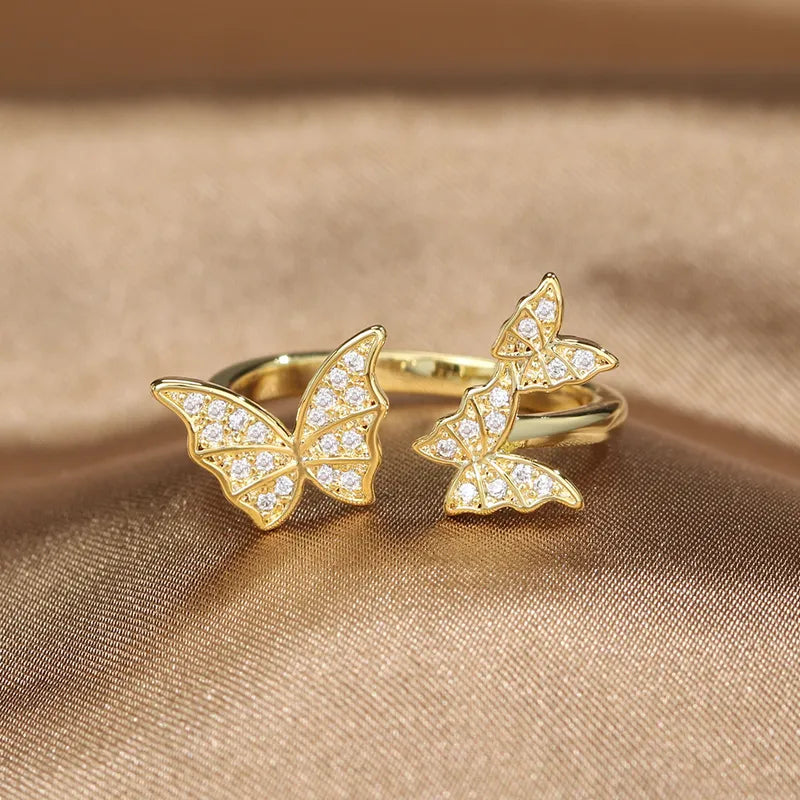 Adjustable butterfly ring