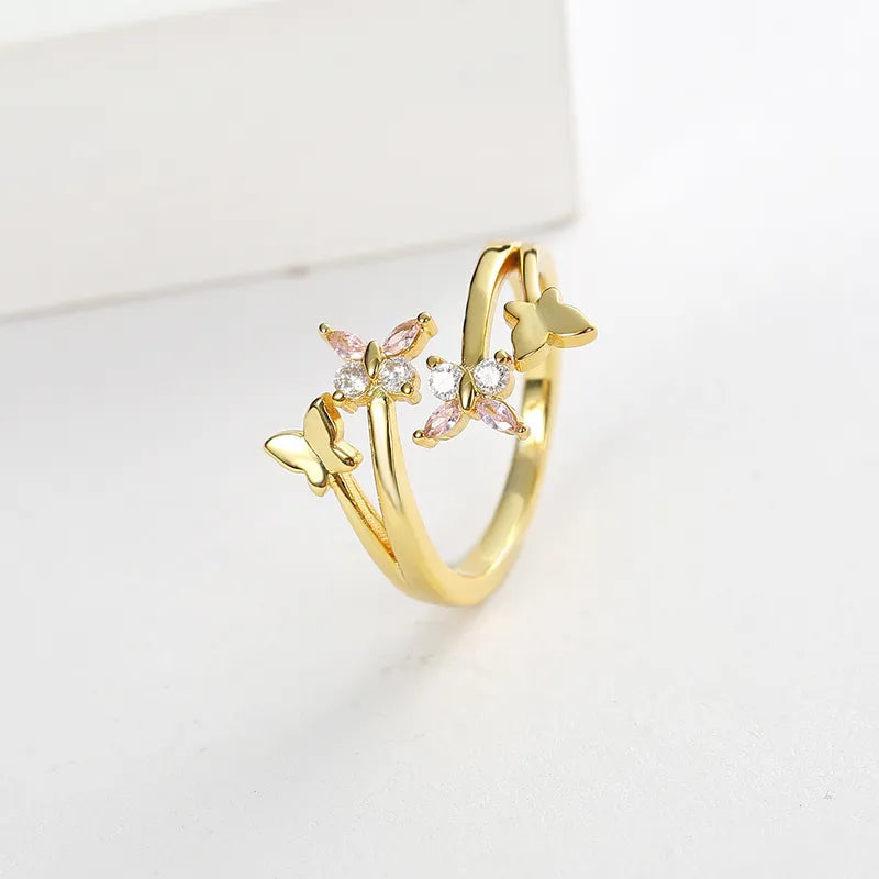 Gold plated butterfly rings