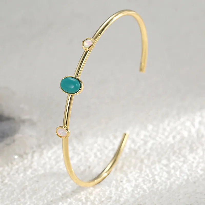 18k Gold plated turquoise stone cuff bracelet