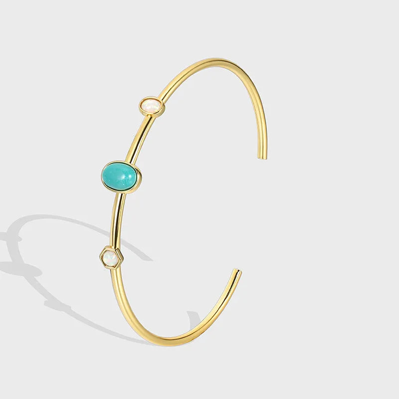 18k Gold plated turquoise stone cuff bracelet