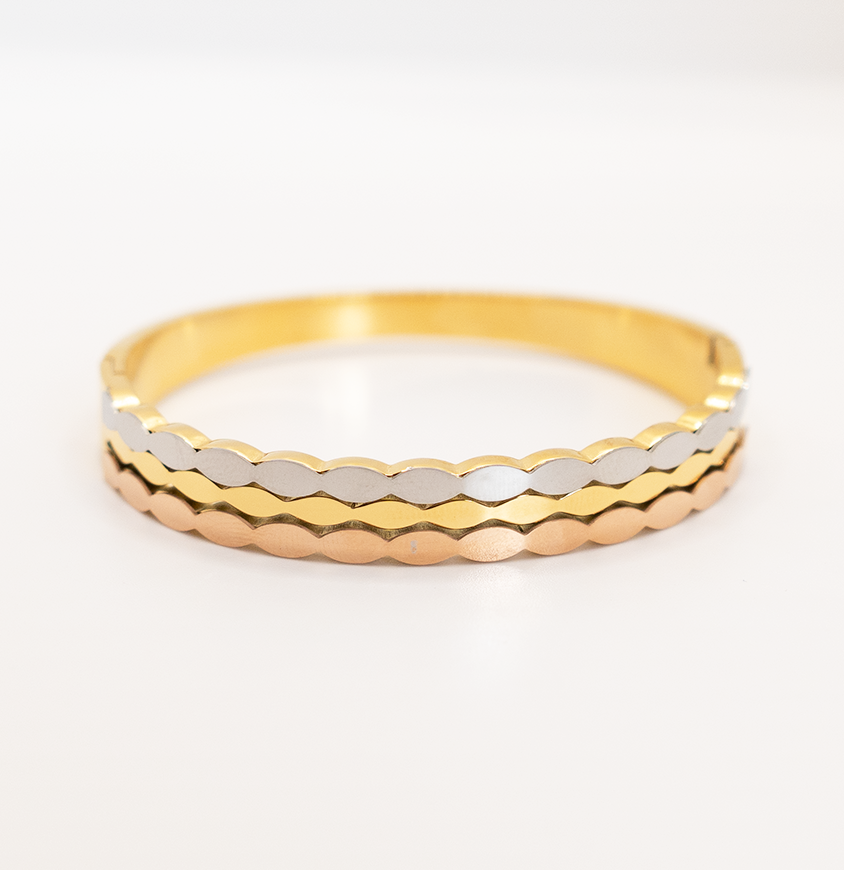 18K layered cuff bracelet bangle