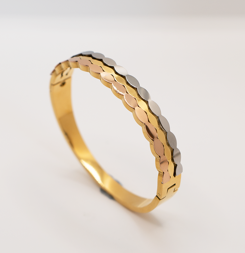 18K layered cuff bracelet bangle