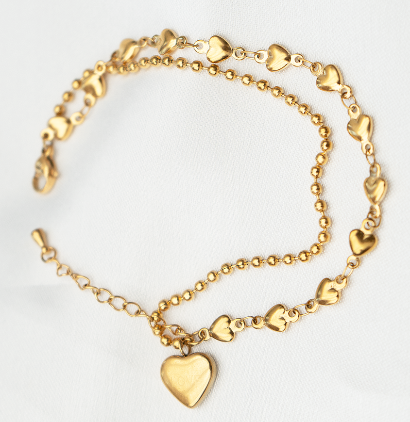 Multilayer love charm bracelet