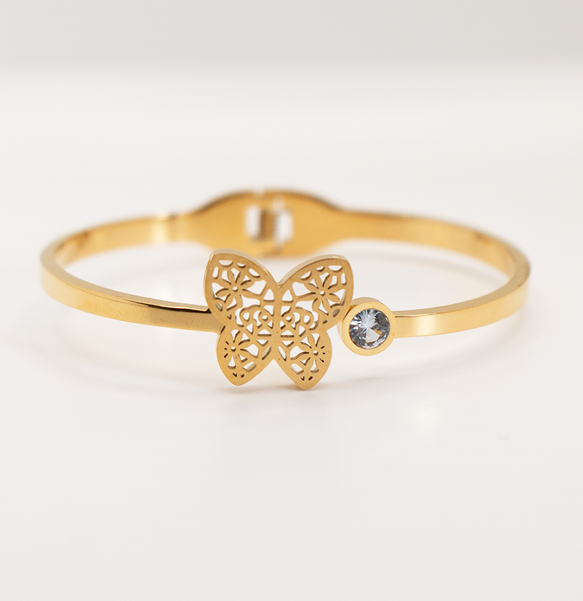 18K butterfly cuff bracelet bangle