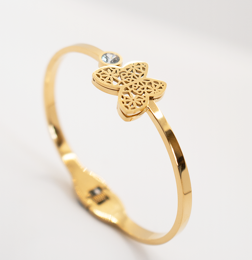 18K butterfly cuff bracelet bangle