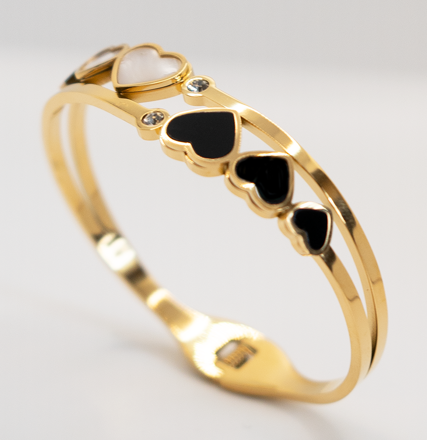 18K Gold happy hearts Bangle