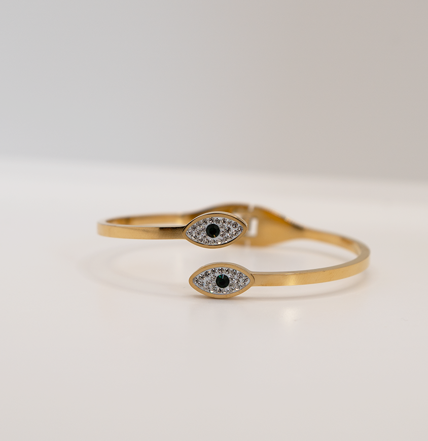 18K evil eye cuff bracelet bangle