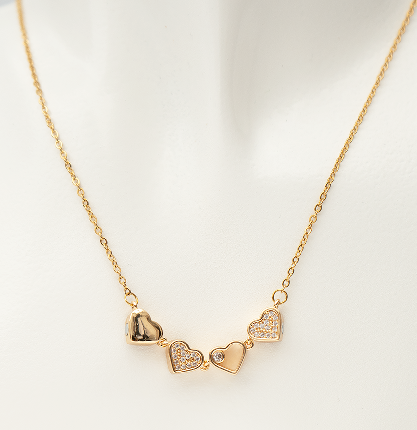 Gold plated magnetic necklace with love charm