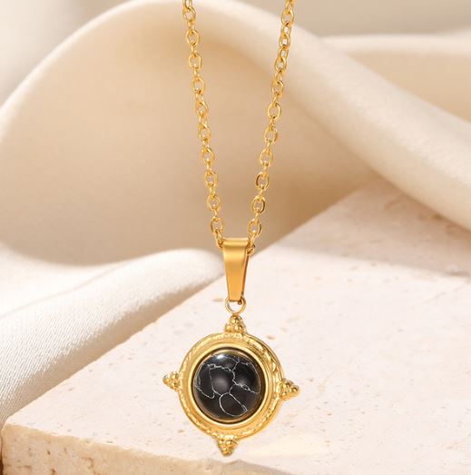 Stainless steel black pendant necklace